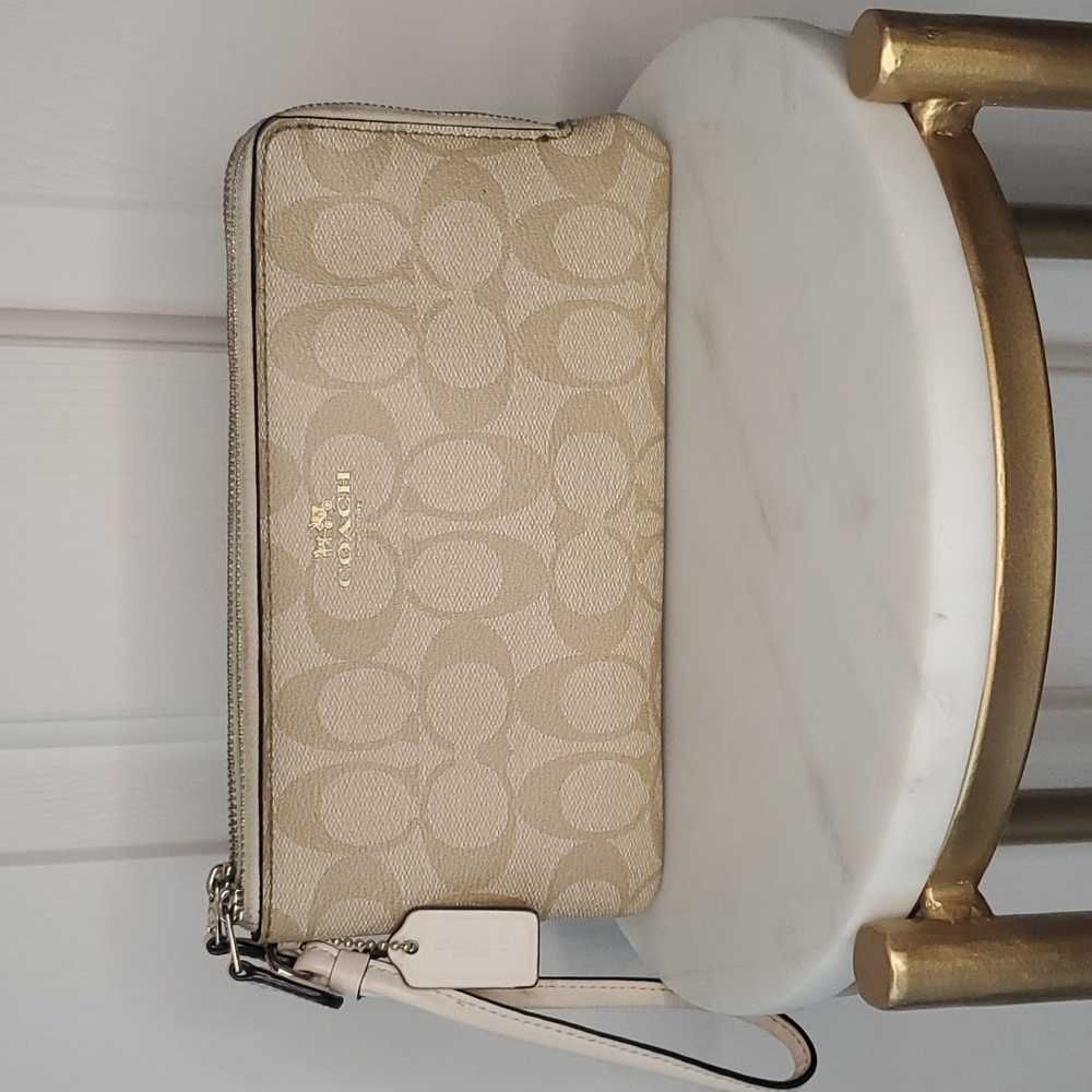 Double Zip Logo Coach Wristlet